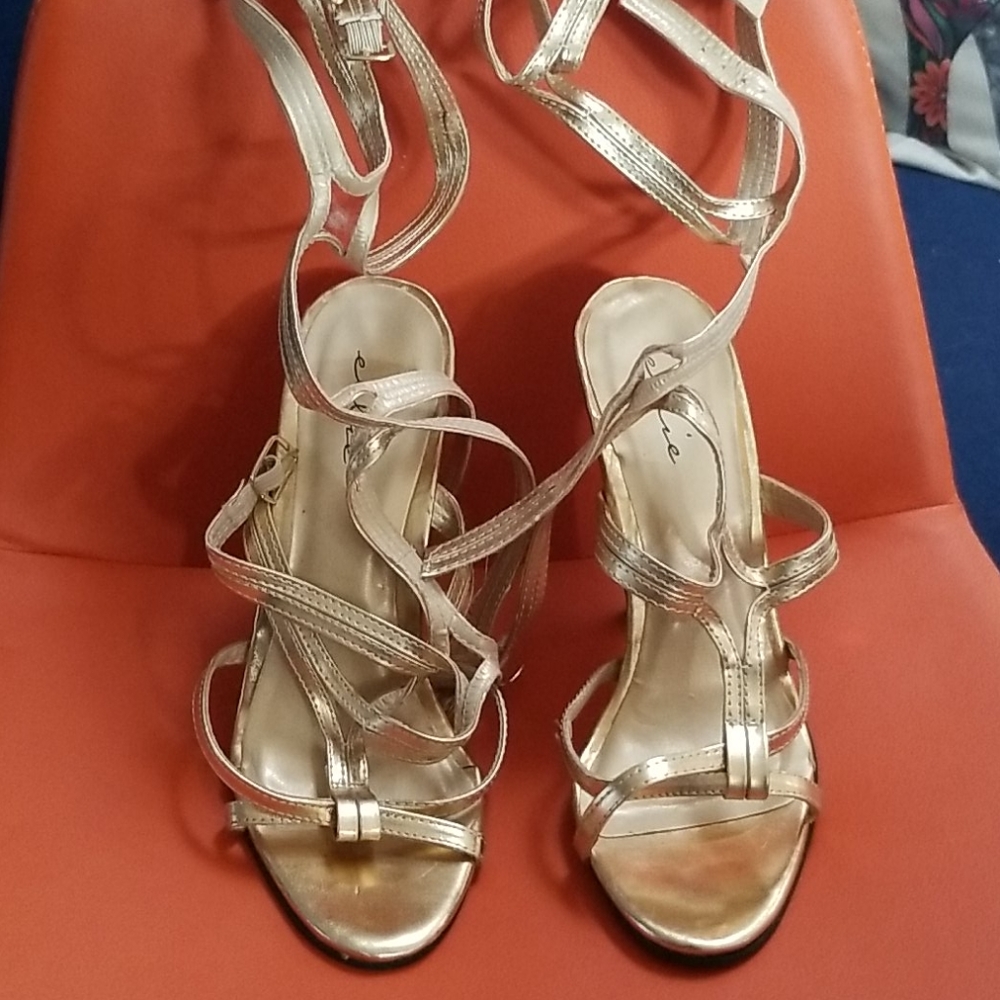Gold Lace up Heels